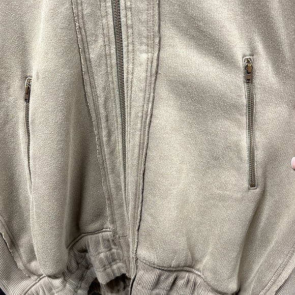 FREE PEOPLE Lou Oversized Moto Zip Fleece Jacket In Olive Stone size Small - Picture 11 of 12